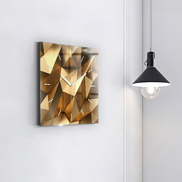 Square glass wall clock Geometric texture