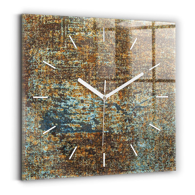 Square glass wall clock Old Metal Texture