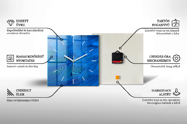 Square glass wall clock Old Metal Texture