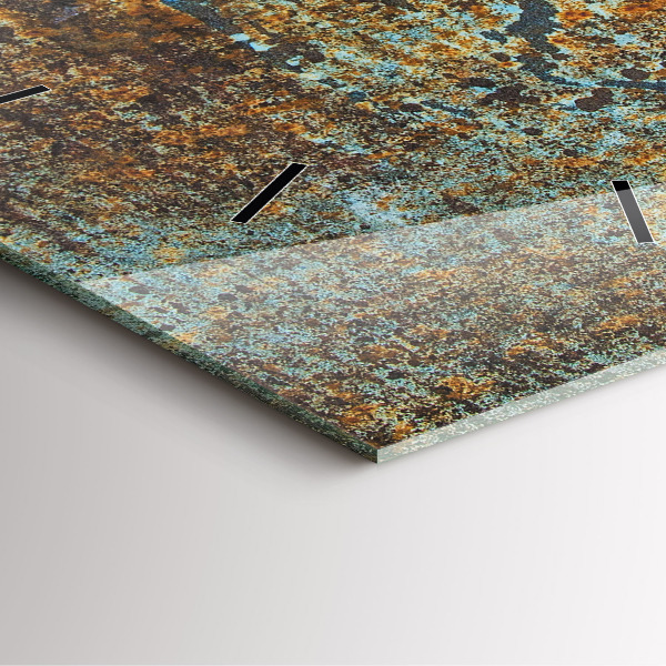 Square glass wall clock Old Metal Texture