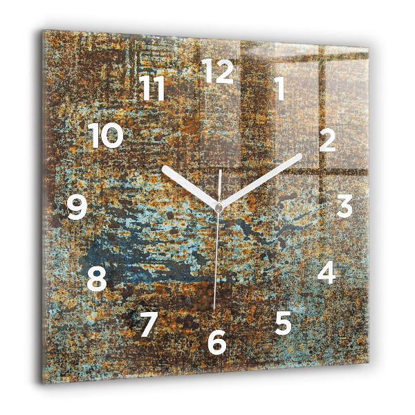 Square glass wall clock Old Metal Texture