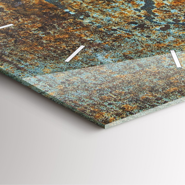 Square glass wall clock Old Metal Texture