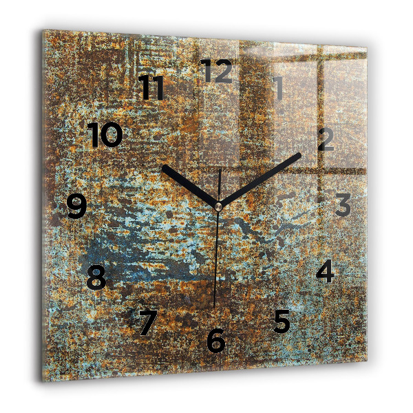 Square glass wall clock Old Metal Texture