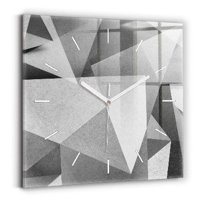 Square glass wall clock Gray Geometric Abstraction