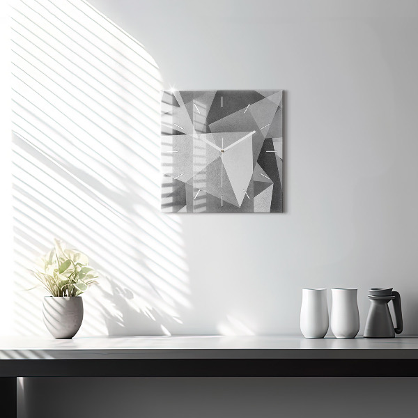 Square glass wall clock Gray Geometric Abstraction