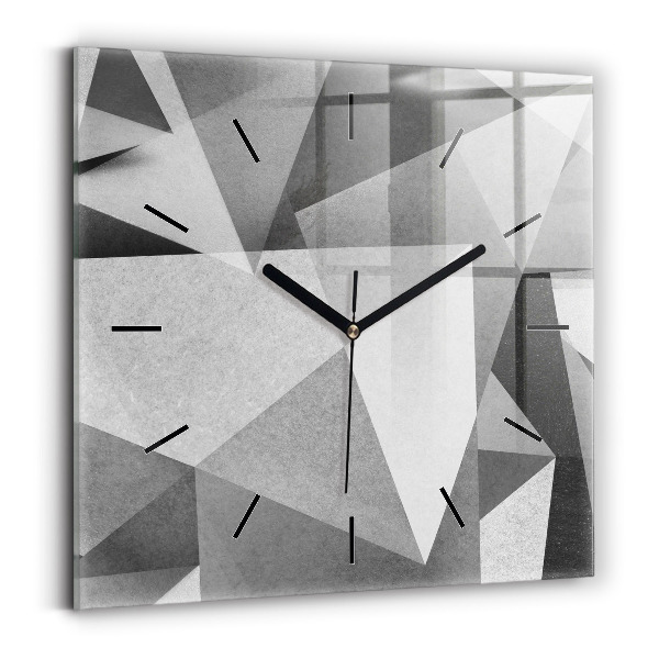 Square glass wall clock Gray Geometric Abstraction