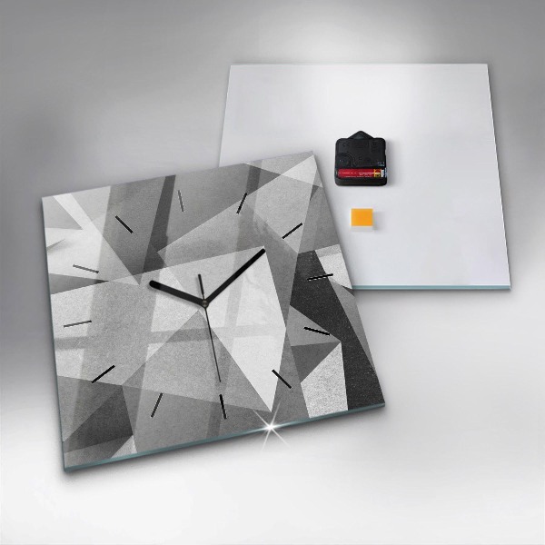 Square glass wall clock Gray Geometric Abstraction