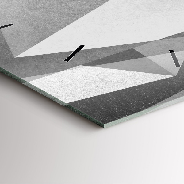 Square glass wall clock Gray Geometric Abstraction