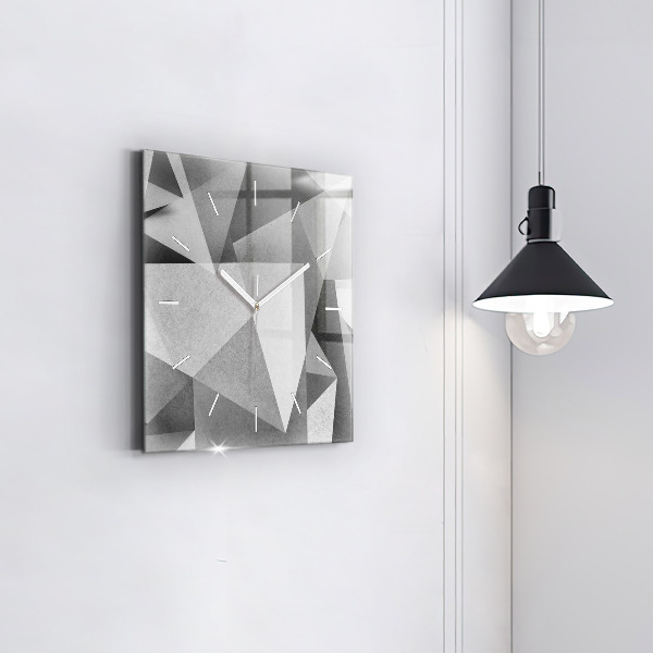 Square glass wall clock Gray Geometric Abstraction