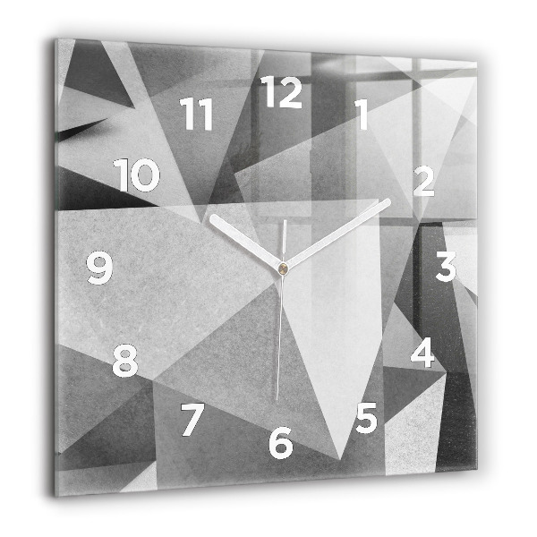 Square glass wall clock Gray Geometric Abstraction