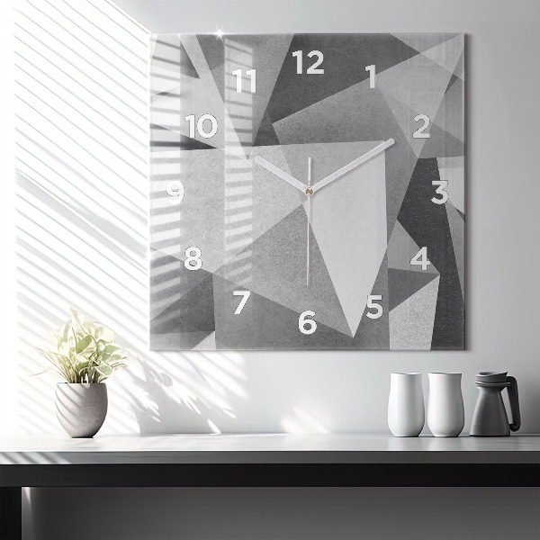 Square glass wall clock Gray Geometric Abstraction