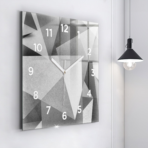 Square glass wall clock Gray Geometric Abstraction