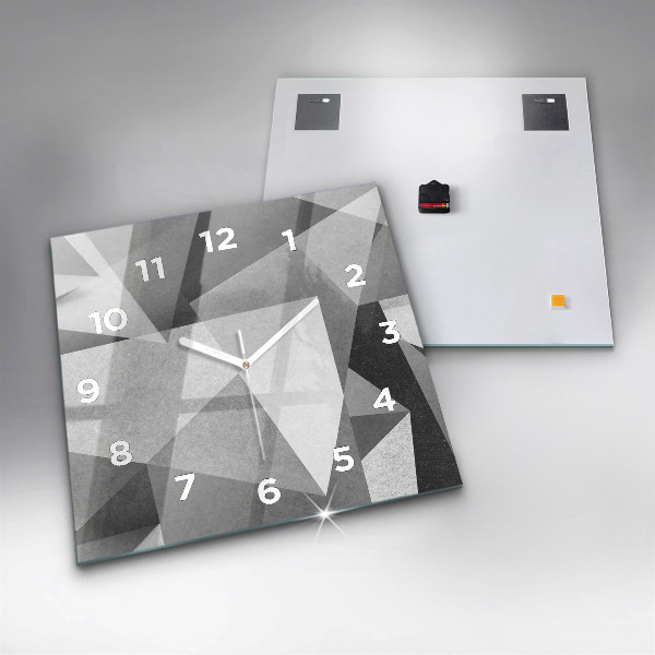 Square glass wall clock Gray Geometric Abstraction