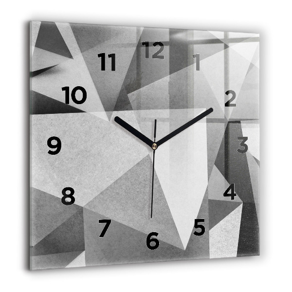 Square glass wall clock Gray Geometric Abstraction