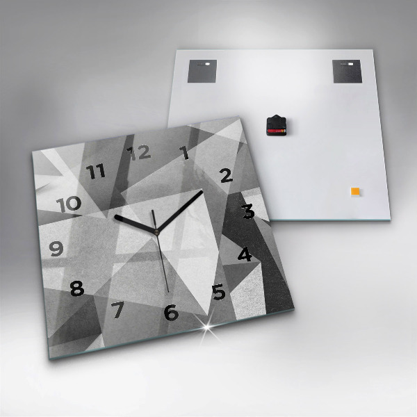 Square glass wall clock Gray Geometric Abstraction