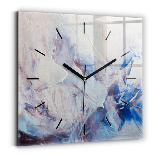 Square glass wall clock Abstract paint texture