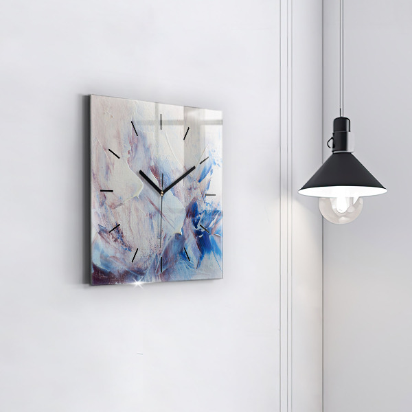 Square glass wall clock Abstract paint texture