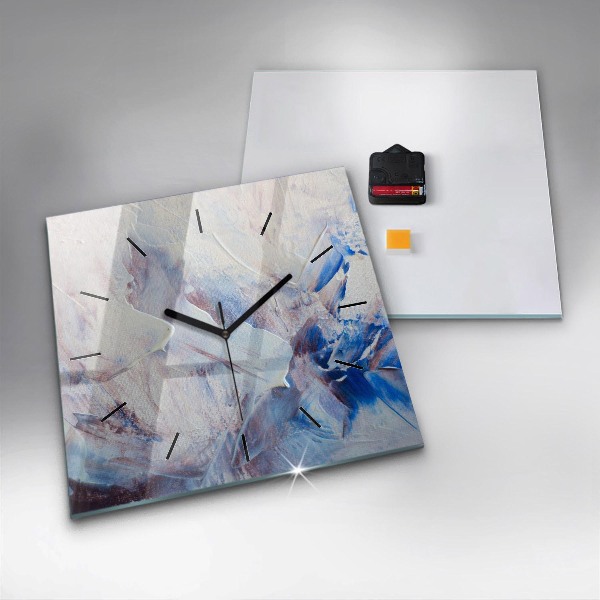 Square glass wall clock Abstract paint texture