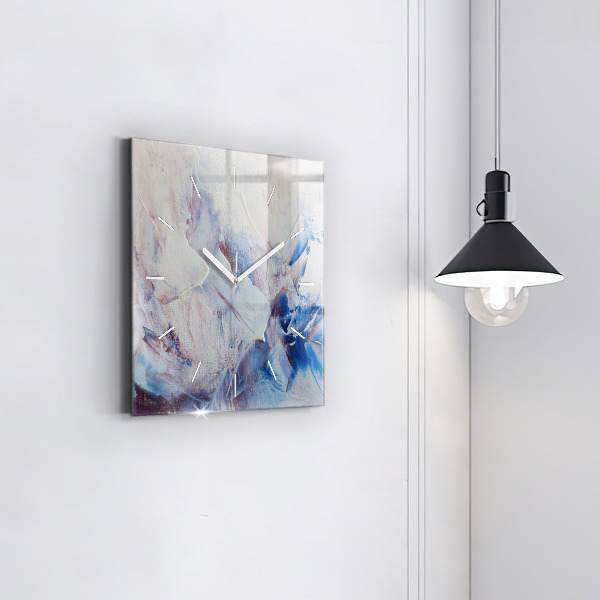 Square glass wall clock Abstract paint texture