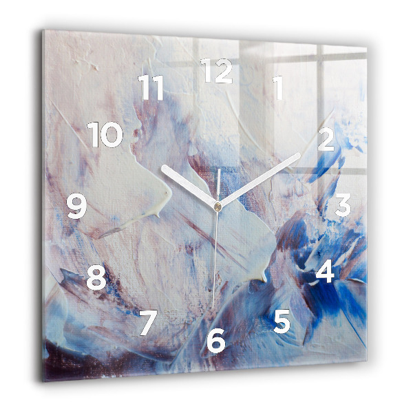 Square glass wall clock Abstract paint texture
