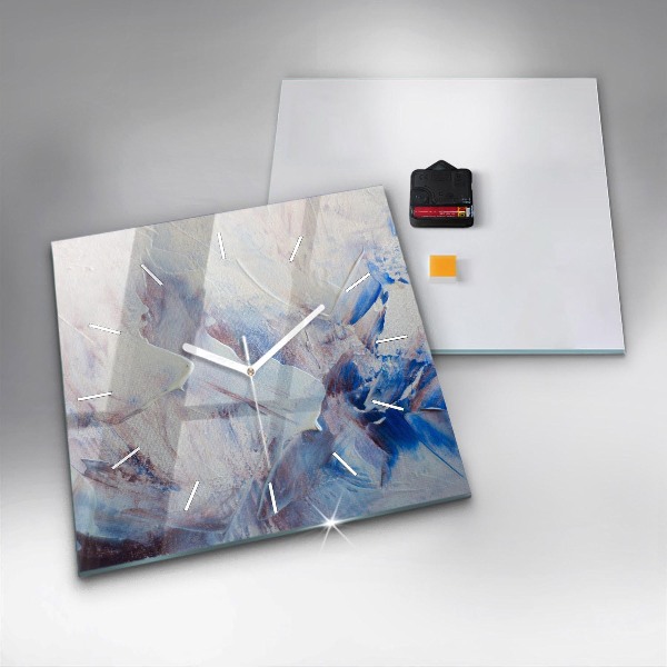 Square glass wall clock Abstract paint texture