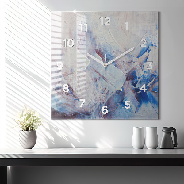 Square glass wall clock Abstract paint texture