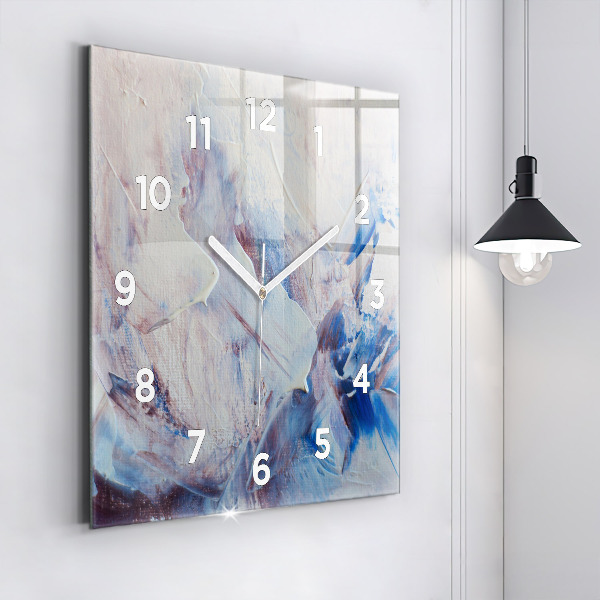 Square glass wall clock Abstract paint texture