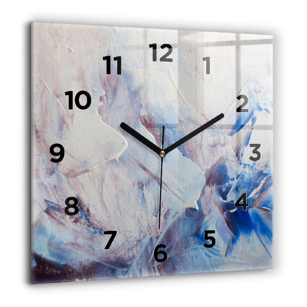 Square glass wall clock Abstract paint texture