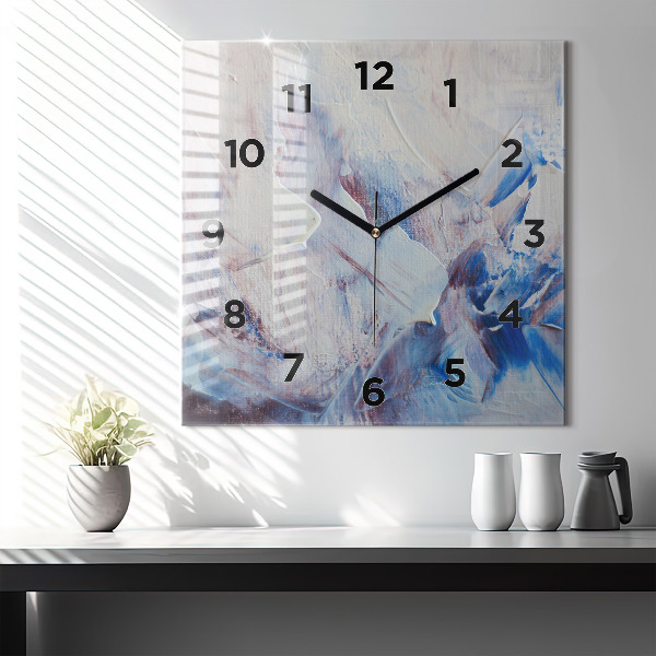 Square glass wall clock Abstract paint texture