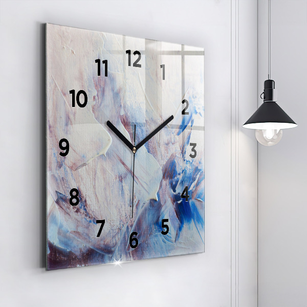Square glass wall clock Abstract paint texture