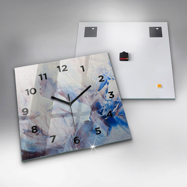 Square glass wall clock Abstract paint texture