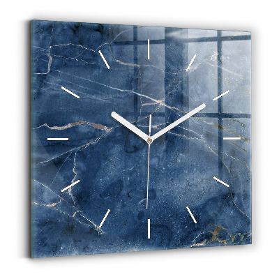 Square glass wall clock Blue marble texture