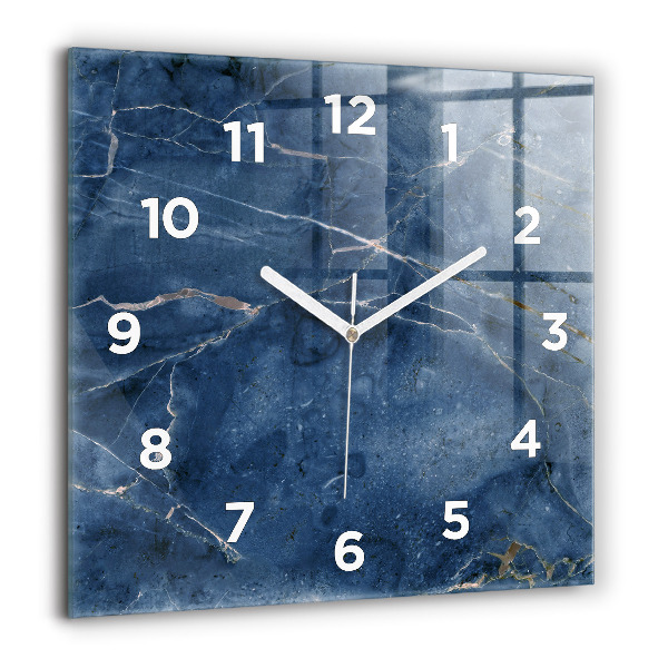 Square glass wall clock Blue marble texture
