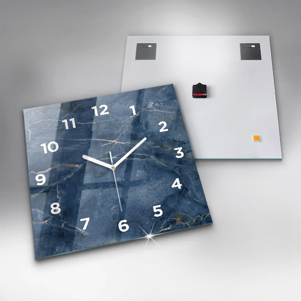 Square glass wall clock Blue marble texture