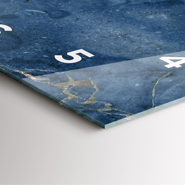 Square glass wall clock Blue marble texture