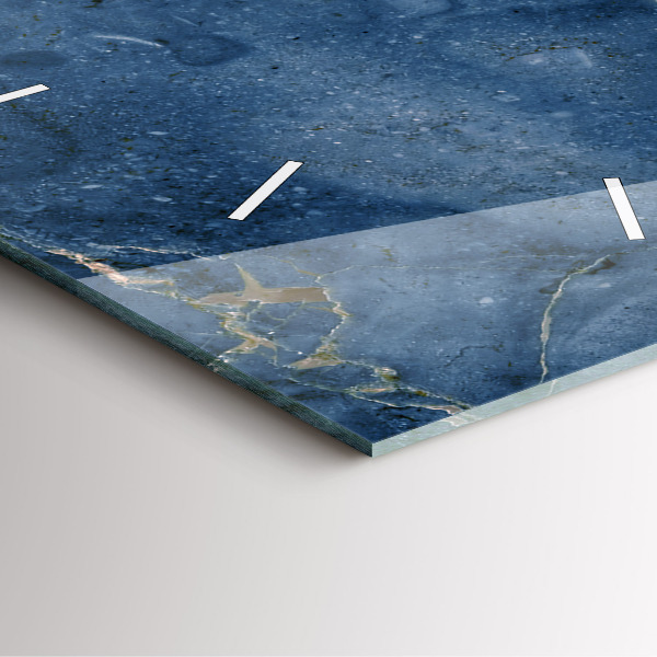Square glass wall clock Blue marble texture