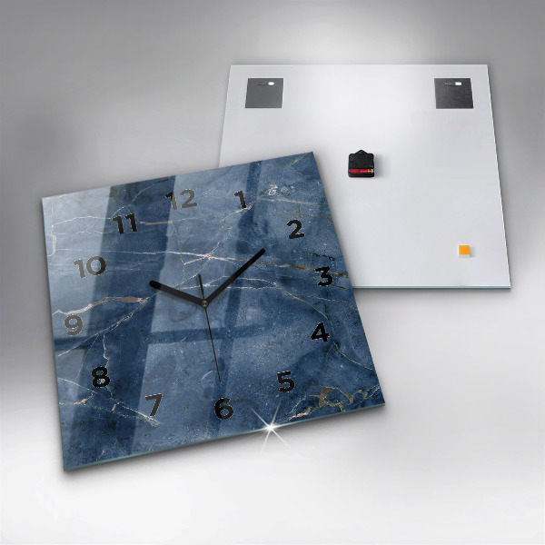 Square glass wall clock Blue marble texture