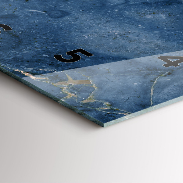 Square glass wall clock Blue marble texture