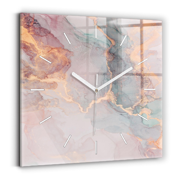 Square glass wall clock Marble texture