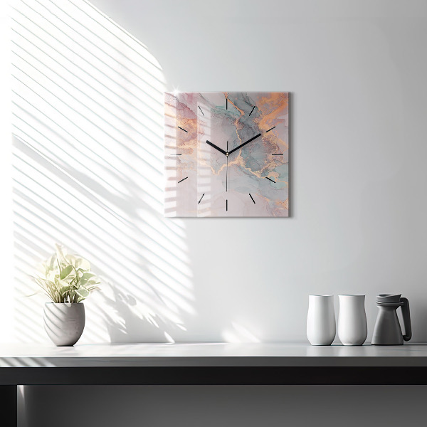 Square glass wall clock Marble texture