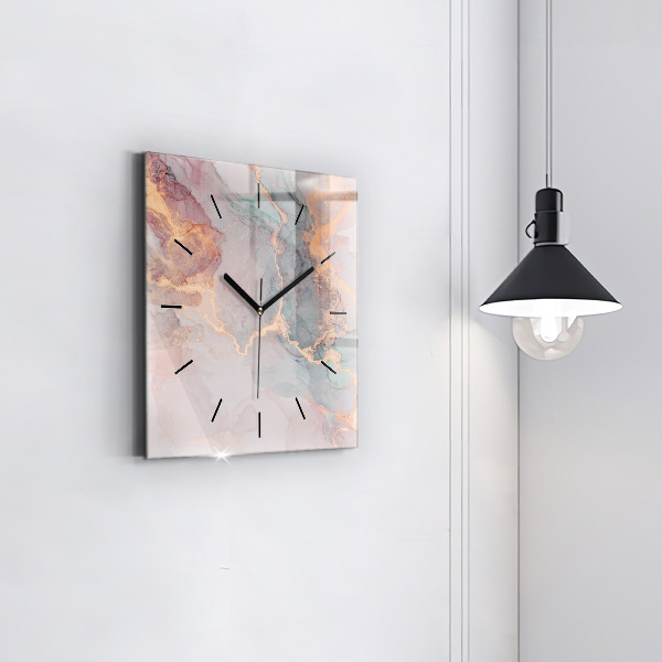 Square glass wall clock Marble texture