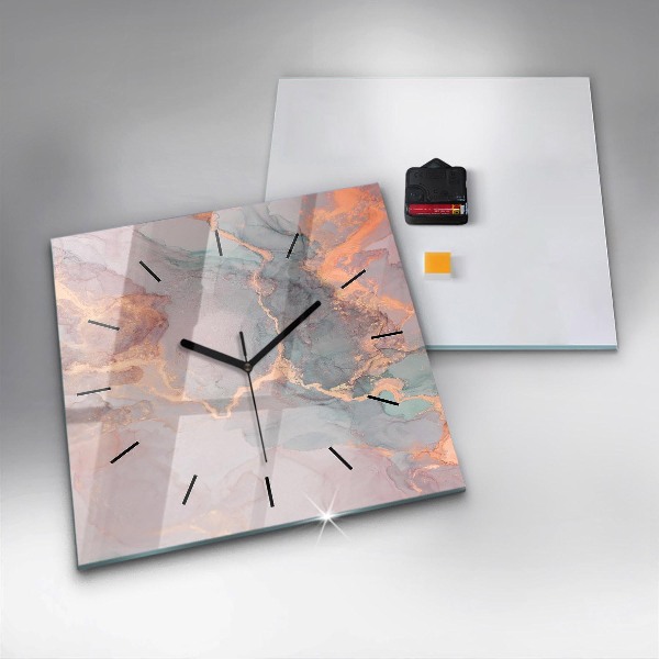 Square glass wall clock Marble texture