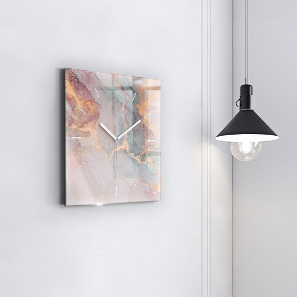 Square glass wall clock Marble texture
