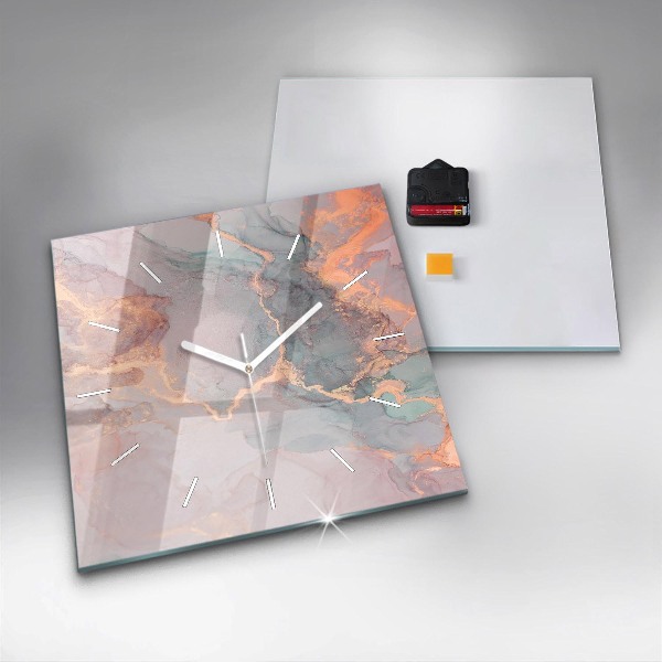 Square glass wall clock Marble texture