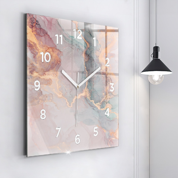 Square glass wall clock Marble texture