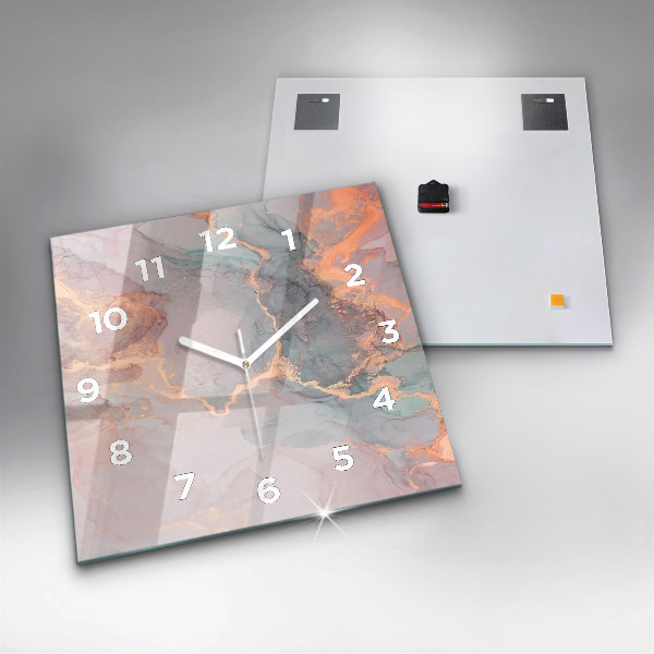 Square glass wall clock Marble texture