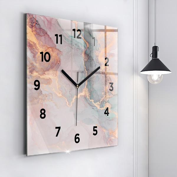 Square glass wall clock Marble texture