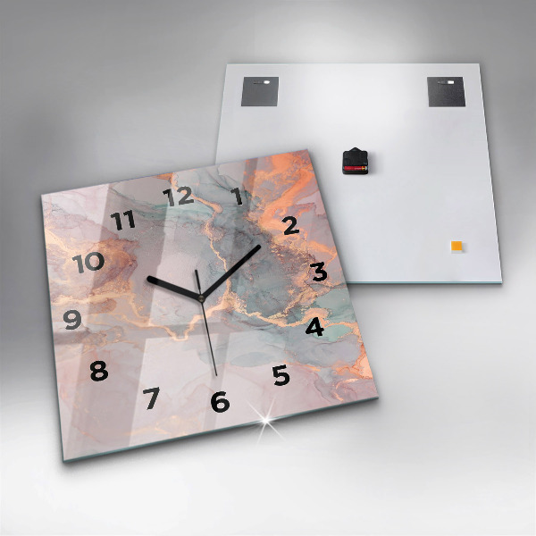 Square glass wall clock Marble texture