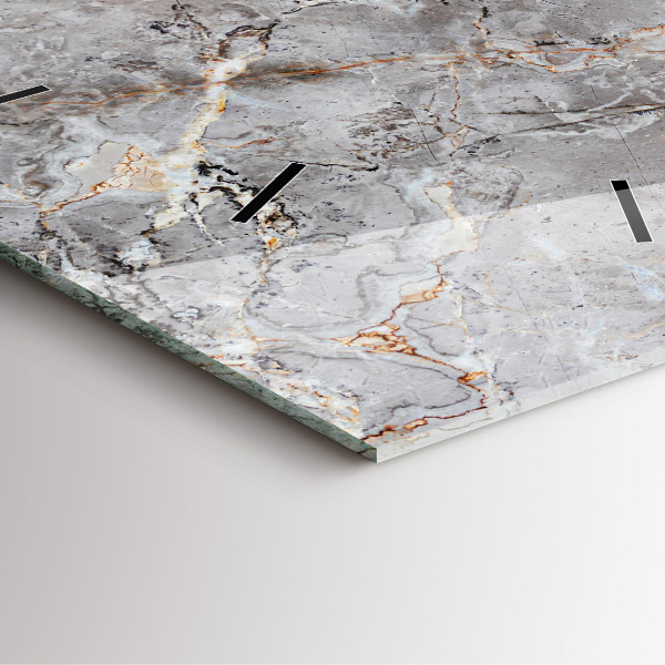 Square glass wall clock Gray granite marble