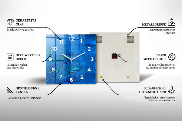 Square glass wall clock Abstract world map